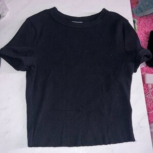 Urban Outfitters Black Ribbed Short Sleeve Top